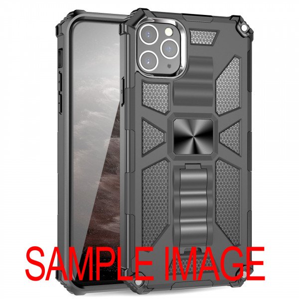Wholesale Tuff Armor Hybrid Stand Case with Magnetic Plate for Motorola Moto G8 (Grey)